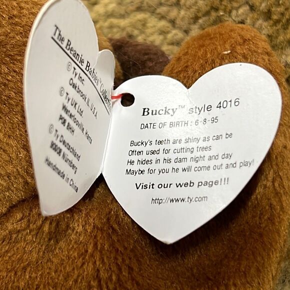 TY Beanie Babies Collection Kids Bucky The Beaver Style 4016 1995 - Picture 5 of 7